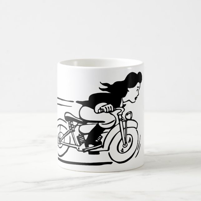 Tecknad Kvinna - Chick av motorcykelns Biker Kaffemugg (Center)