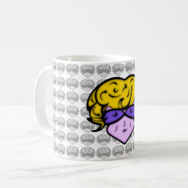 Tecknad kvinna med skönhetsmärke och glas v1.1 kaffemugg