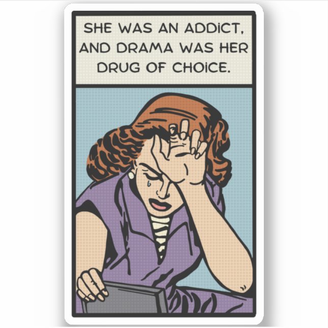 Tecknad Kvinnor behöver Drama Klistermärken (Framsida)