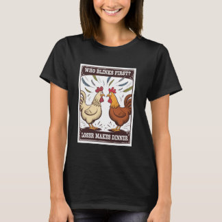Tecknad Kycklingduell Vem Blinkar Förlorare Gör Mi T Shirt