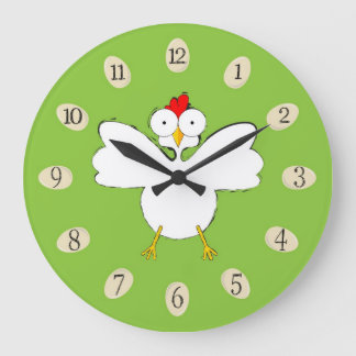 Tecknad kycklingillustration stor klocka