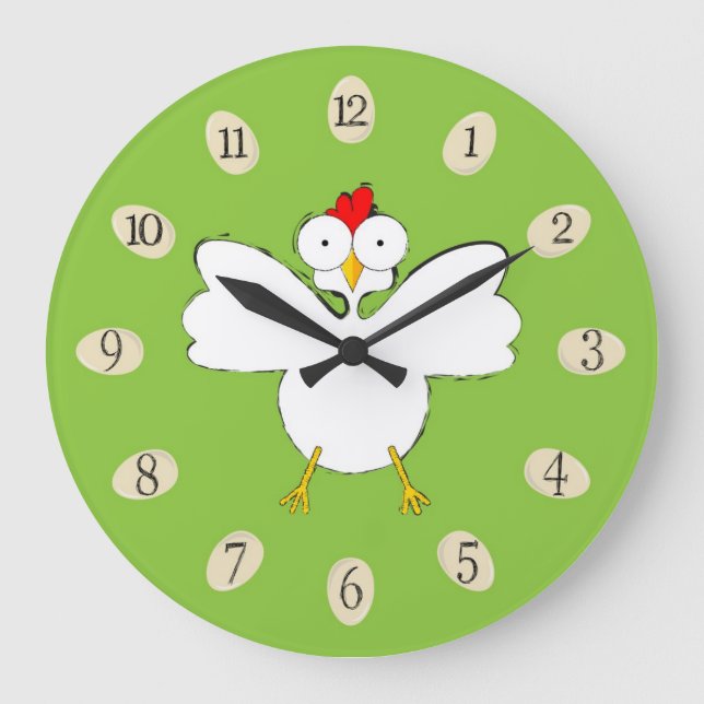 Tecknad kycklingillustration stor klocka (Framsida)