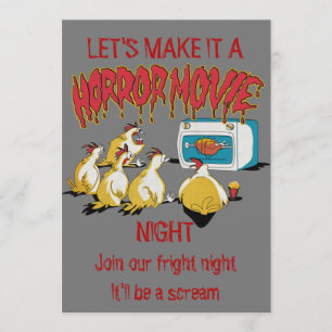 Tecknad kycklingskräckfilm Halloween humor Inbjudningar