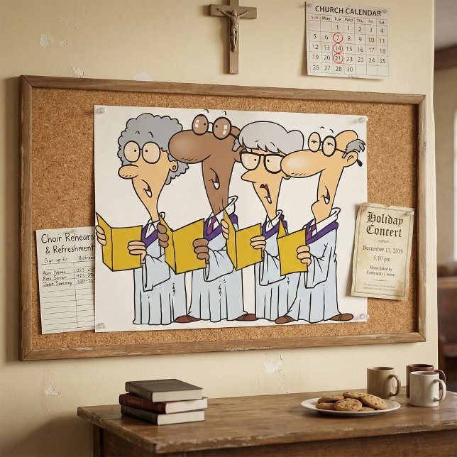Tecknad kyrkokör med äldre sångare poster (Skapare uppladdad)