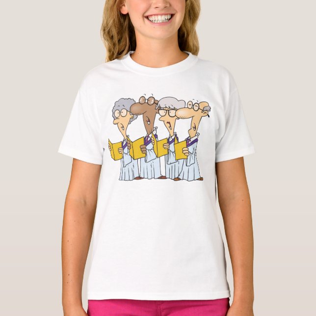 Tecknad kyrkokör med äldre sångare t shirt (Framsida)