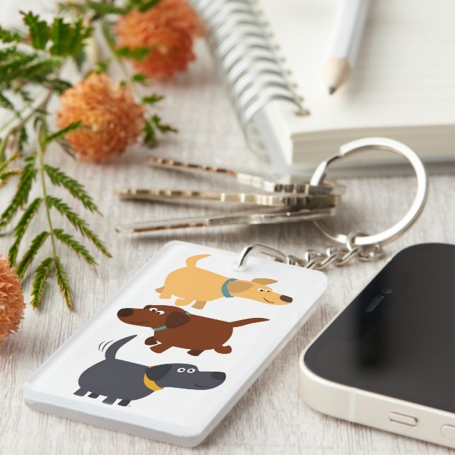 Tecknad Labradors in 3 Flavors Acrylic Keychain (Högra Framsidan)
