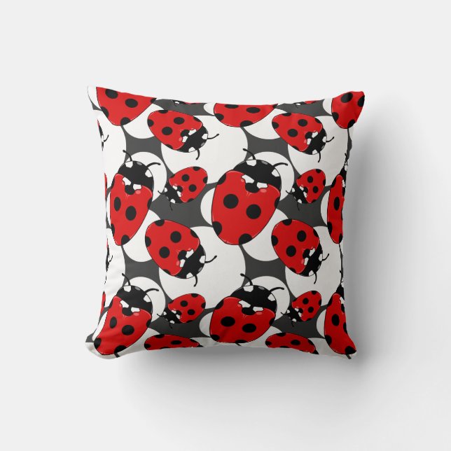 Tecknad Ladybug Mönster Kudde (Framsida)