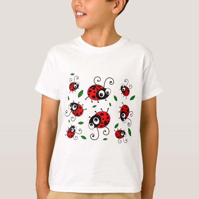 Tecknad ladybugs mönster t-shirt (Framsida)