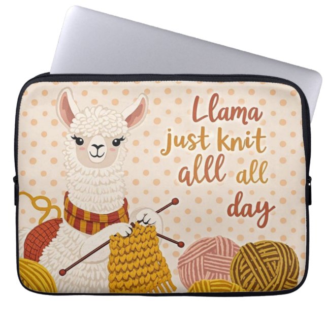 Tecknad Lama med sticka scarf Laptop Fodral (Framsidan)