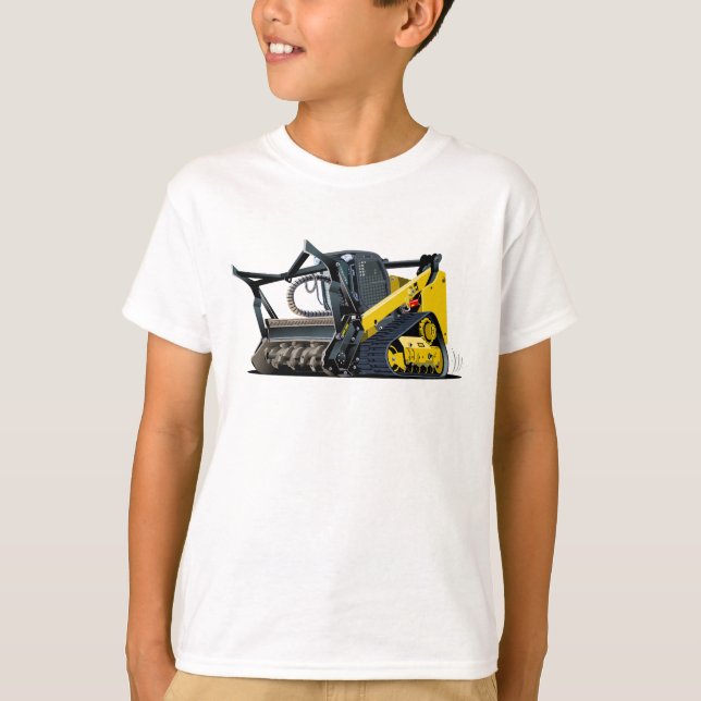 Tecknad Land Clearing Mulcher T Shirt (Framsida)