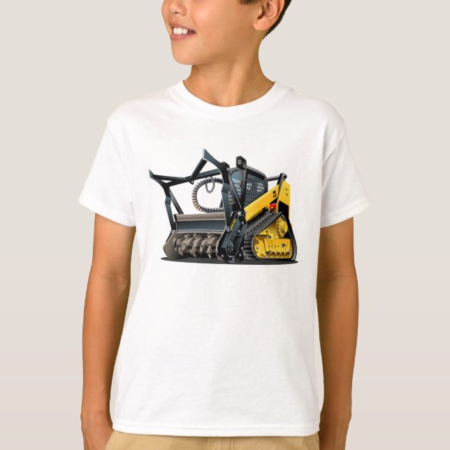 Tecknad Land Clearing Mulcher T Shirt (Framsida)