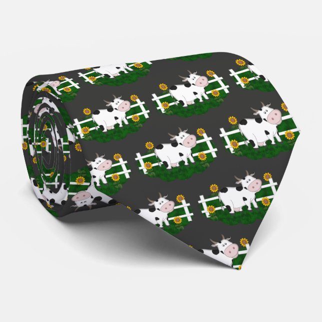 Tecknad Land Cow Patterned Necktie Slips (Rullad)