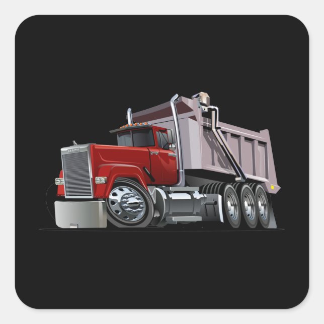 Tecknad lastbil fyrkantigt klistermärke (Framsida)