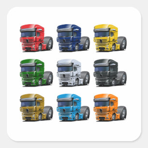 Tecknad lastbil fyrkantigt klistermärke