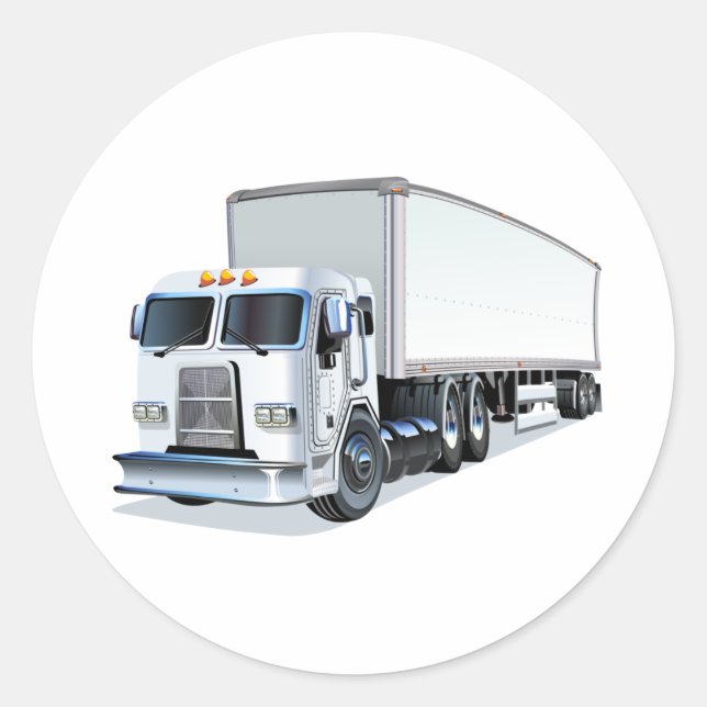 Tecknad lastbil runt klistermärke (Framsida)