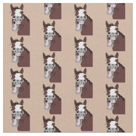 Tecknad Laughing Horse Funny Animal Art Tyg