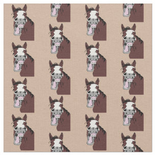 Tecknad Laughing Horse Funny Animal Art Tyg