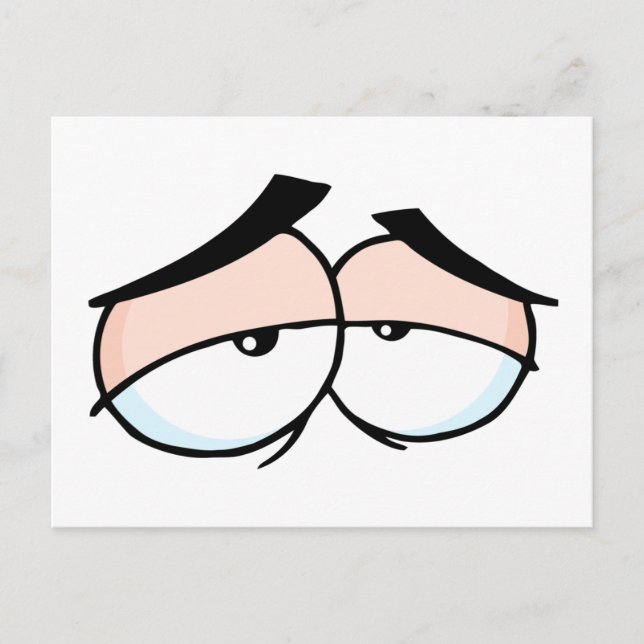 tecknad ledsen ögon vykort (Framsida)
