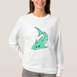 tecknad leende haj mint blå grön hav djur t shirt