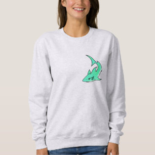 tecknad leende haj mint blå grön hav djur t shirt