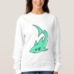 tecknad leende haj mint blå grön hav djur t shirt