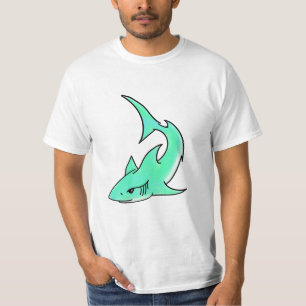 tecknad leende haj mint blå grön hav djur t shirt