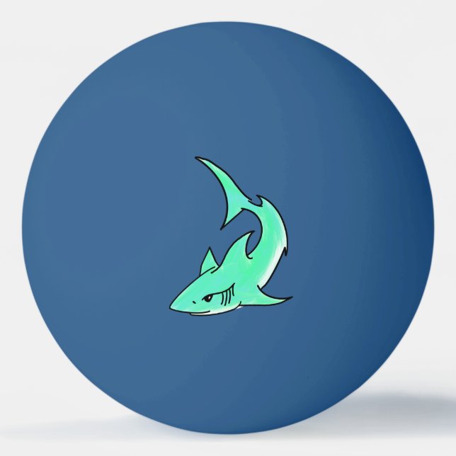 tecknad leende haj Mintblått grönt Havsdjur Pingisboll (Framsidan)