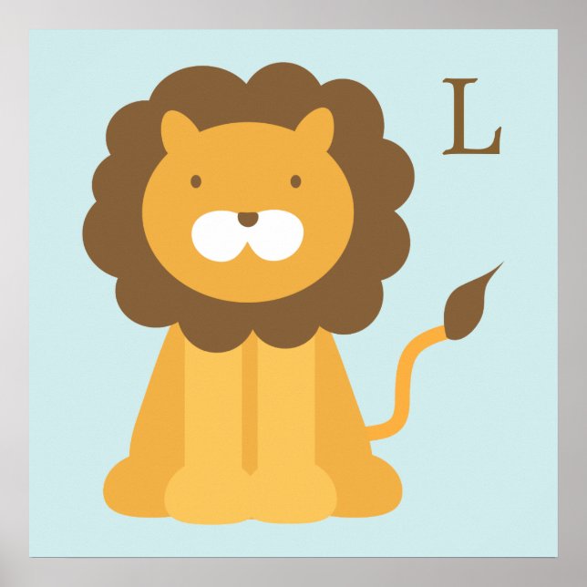 Tecknad lejon barn väggkonst (Framsidan)