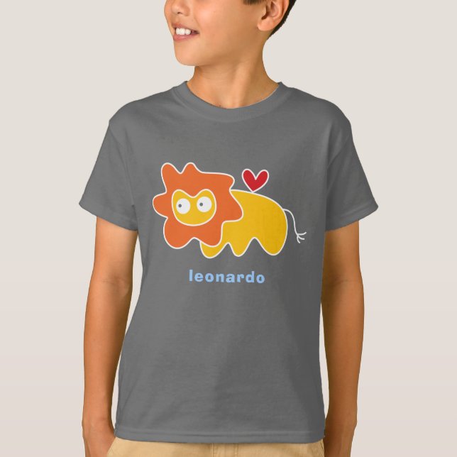 Tecknad Lejon Kid Söt Rolig Anpassad Present T-Shi Tee Shirt (Framsida)