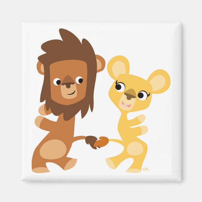 Tecknad Lejon och Lejoninna dansande magnet (Framsidan)