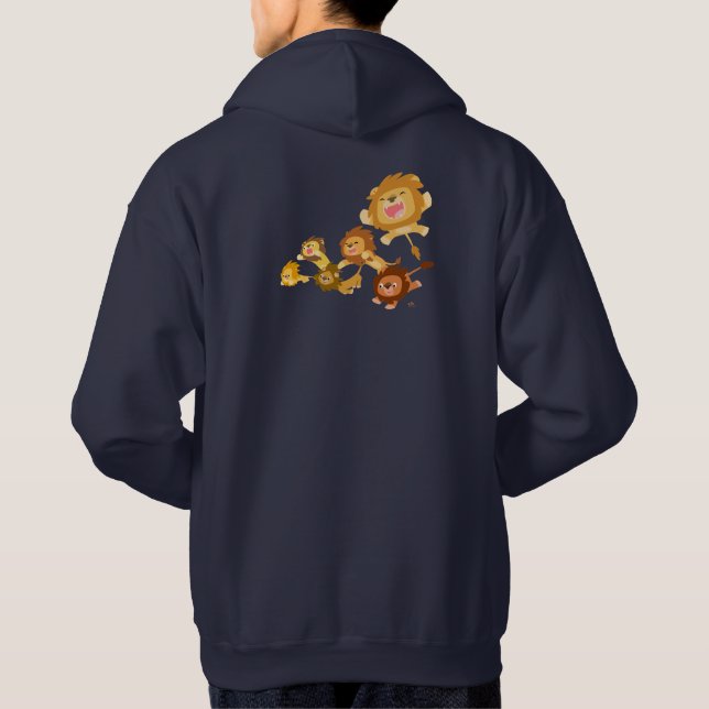 Tecknad Lejon Parad Hooded Sweatshirt (baksida) (Baksida)