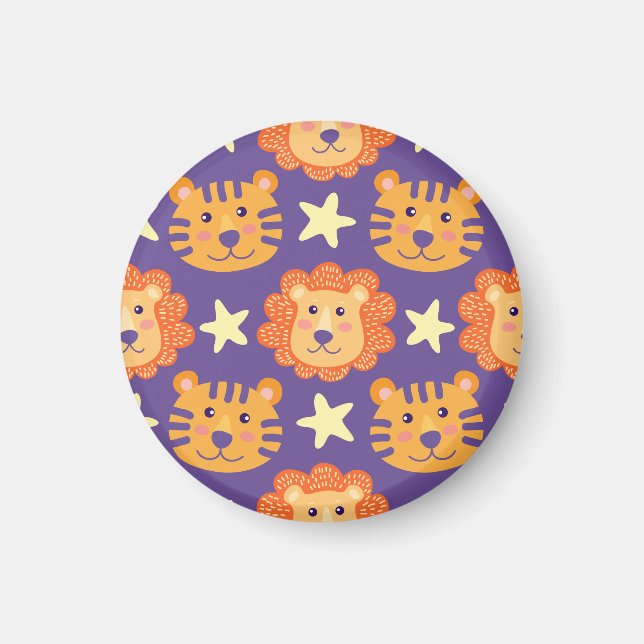 Tecknad Lejon & Tigers: Vintage Magnet (Framsidan)