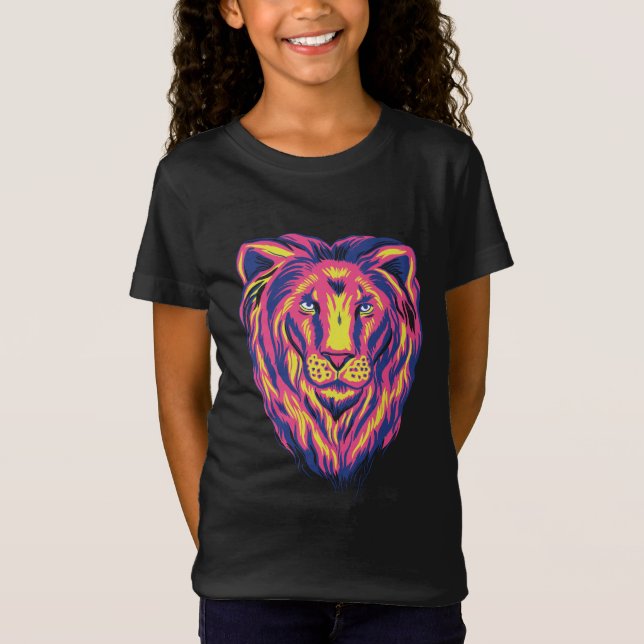 Tecknad Lejonare Ansikte Design Illustration T Shirt (Framsida)
