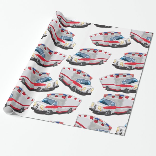 Tecknad Leksak Ambulances Presentpapper (Utrullad)