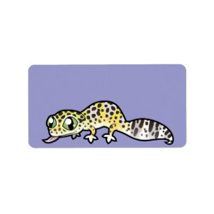 Tecknad leopardgecko adressetikett