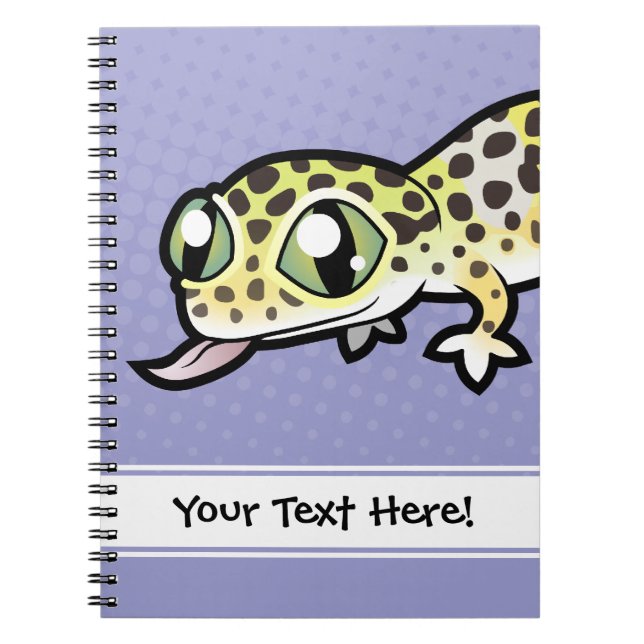 Tecknad leopardgecko anteckningsbok med spiral (Framsidan)