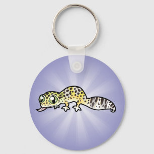 Tecknad leopardgecko nyckelring