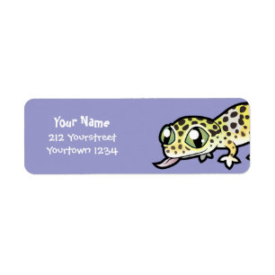 Tecknad leopardgecko returadress etikett