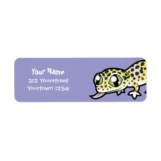 Tecknad leopardgecko returadress etikett (Framsidan)