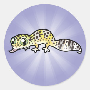 Tecknad leopardgecko runt klistermärke