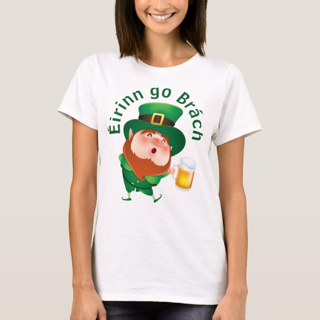 Tecknad Leprechaun med Beer T-Shirt (Framsida)