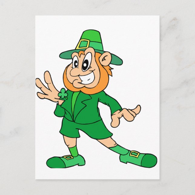 Tecknad Leprechaun Vykort (Framsida)