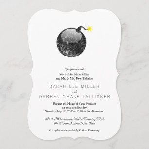 Tecknad Letterpress Stil Bomb Inbjudningar