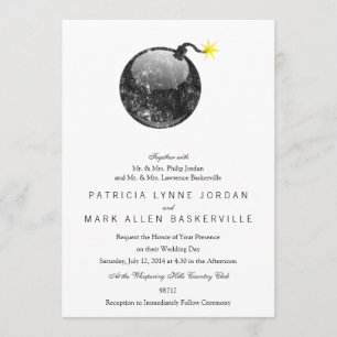 Tecknad Letterpress Stil Bomb Inbjudningar