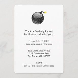 Tecknad Letterpress Stil Bomb Inbjudningar