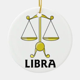 Tecknad libra-skalor julgransprydnad keramik