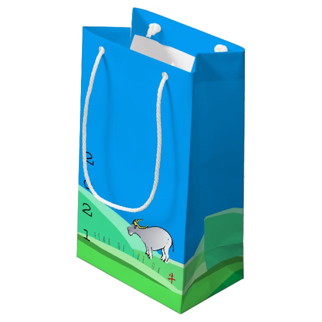 Tecknad liggande Ox kinesisk zodiac SGB för nyårsh (Baksidan Vinklad)