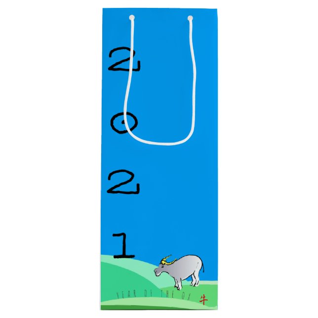 Tecknad liggande Ox kinesiskt nyår Zodiac WGB (Framsidan)
