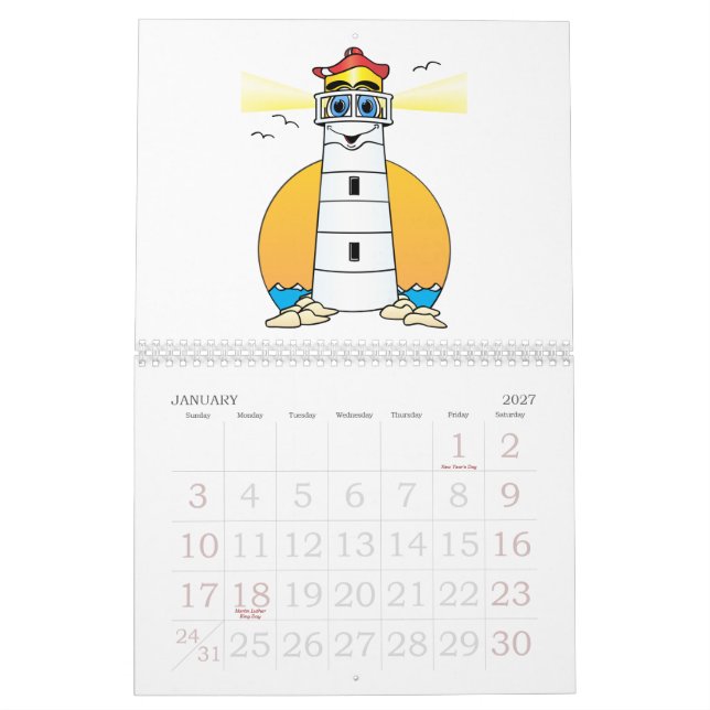 Tecknad Lighthouse-kalender Kalender (Jan 2027)