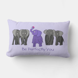 Tecknad Lila Elephant "Var precis du" Lumbarkudde